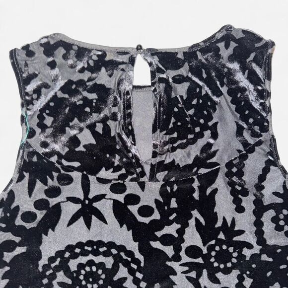 Black Sheer Lace Sleeveless Blouse with Keyhole Back (Size Small) - Picture 7 of 8